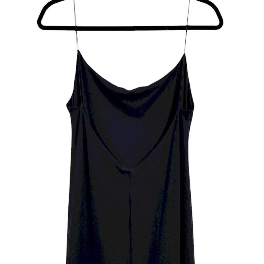 Meshki Women's Black Slip Dress Fitted Bodycon Low Back Slit Back Stretch Sz XL - Picture 4 of 11